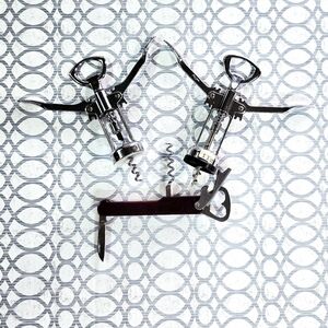 Vintage Franmara Italy Wing Corkscrew NOS Wine Opener Set Chrome Bar Cart 3pc